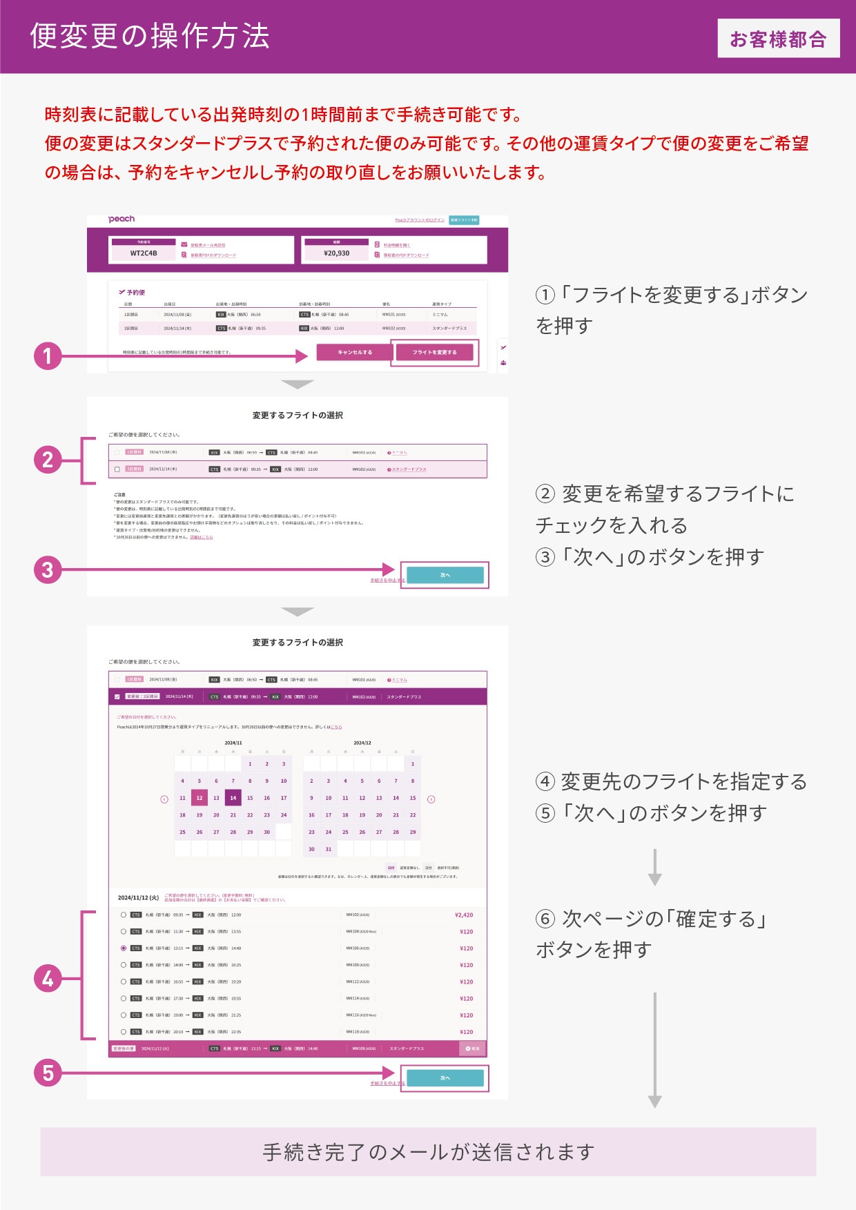 便変更の操作方法 イメージ画像